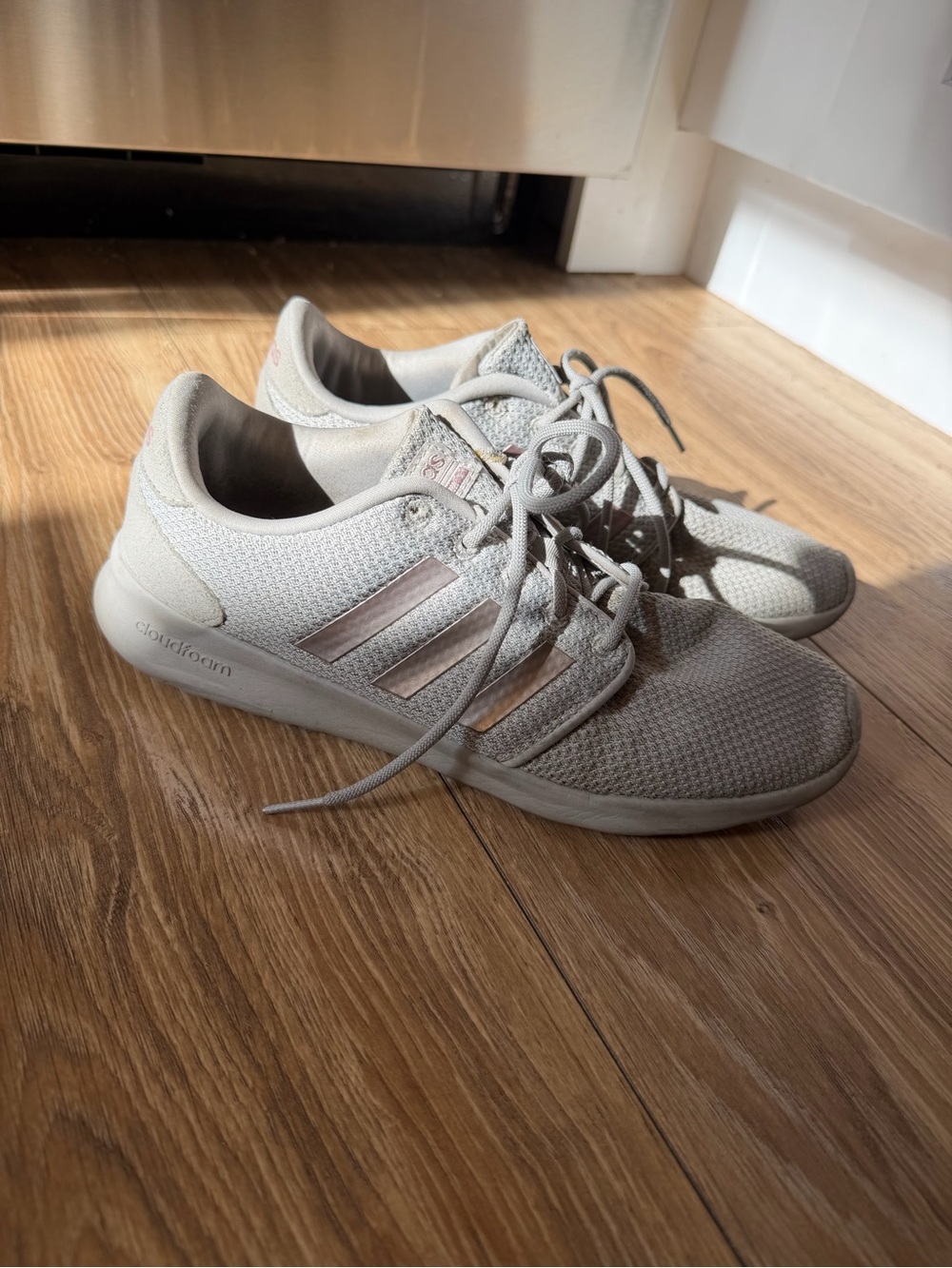 adidas Women's Light Gray and Rose Gold Athletic Sneakers